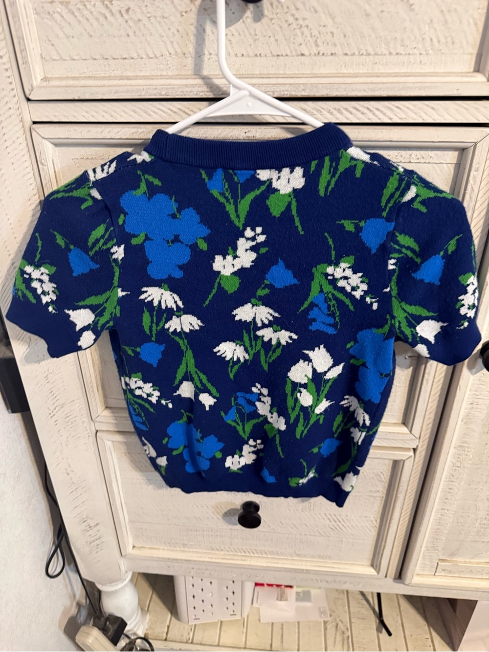 kate spade Blue Floral Short Sleeve Knit Top